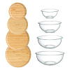 Изображение товара Набор из 4-х стеклянных мисок Eco Store с крышками из бамбука