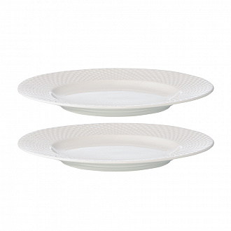 Изображение товара Набор из двух тарелок белого цвета с фактурным рисунком из коллекции Essential, 22см