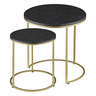 Набор из 2-х кофейных столиков Hans, Ø40 см и Ø50 см, черный мрамор