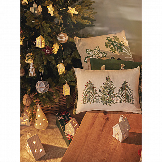 Изображение товара Подушка декоративная с вышивкой Snow flakes из коллекции New Year Essential, 45х45 см