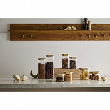 картинка Банка для хранения квадратная Glass Bamboo, 1,4 л от магазина Одежда+