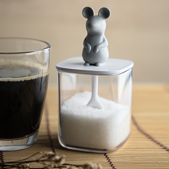 Изображение товара Банка для сыпучих продуктов Lucky Mouse Seasoning с ложкой, 250 мл