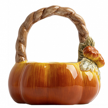 картинка Конфетница Тыква, Anna Lafarg, Bright pumpkin, 20х21 см, оранжевая/зеленая, 1,6 л от магазина Одежда+