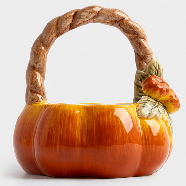 картинка Конфетница Тыква, Anna Lafarg, Bright pumpkin, 20х21 см, оранжевая/зеленая, 1,6 л от магазина Одежда+