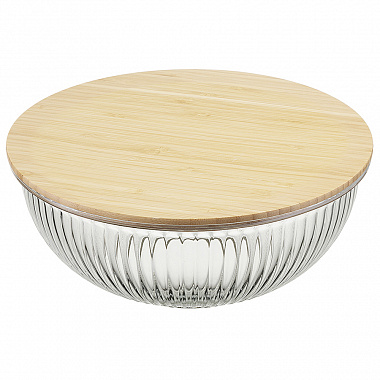 картинка Чаша стеклянная с бамбуковой крышкой Harmy, 3,5 л от магазина Одежда+
