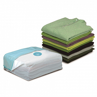 Изображение товара Чехол вакуумный для хранения одежды, 30x25x45 см, белый/голубой