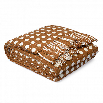 Покрывало из хлопка Polka dots карамельного цвета из коллекции Essential, 180х250 см