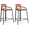 Изображение товара Набор из 2 полубарных стульев Ror, Round, велюр, черный/темно-красный