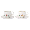 Изображение товара Набор кофейных чашек с блюдцем Let it snow, Santa & Bird, 120 мл, 2 шт.