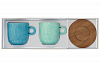 Изображение товара Набор из 2-х чашек с подставками из акации Радуга, 250 мл, мятный/голубой
