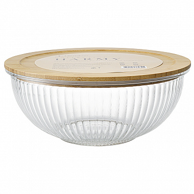 картинка Чаша стеклянная с бамбуковой крышкой Harmy, 3,5 л от магазина Одежда+