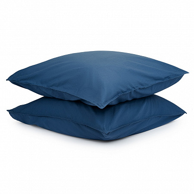 Набор из двух наволочек темно-синего цвета из органического стираного хлопка из коллекции Essential, 70х70 см, анонс элемента