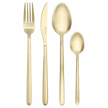 картинка Набор столовых приборов Pure, золотистые матовые, 24 пред. от магазина Одежда+