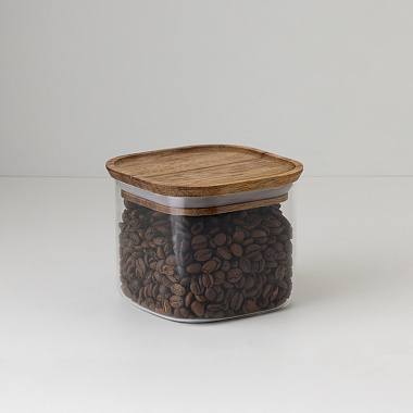 картинка Банка для хранения квадратная Glass Acacia, 600 мл от магазина Одежда+