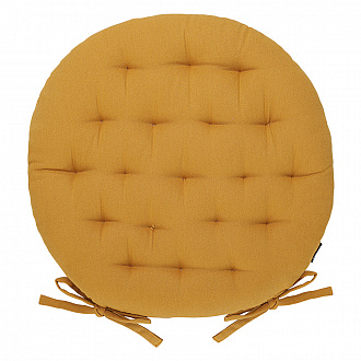 Подушка на стул круглая из хлопка цвета карри из коллекции Essential, 40 см