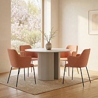 Изображение товара Обеденная группа: стол Ellie и стул Dwight, коралловый, 4 шт.