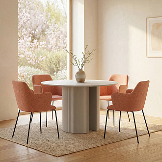 Обеденная группа: стол Ellie и стул Dwight, коралловый, 4 шт.