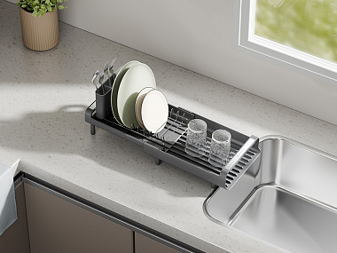 картинка Сушилка для посуды Atle раздвижная малая, серая от магазина Одежда+