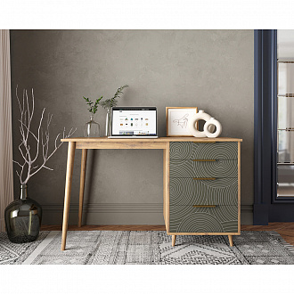 Изображение товара Стол рабочий с тумбой Line, 120х60х75 см, серо-коричневый