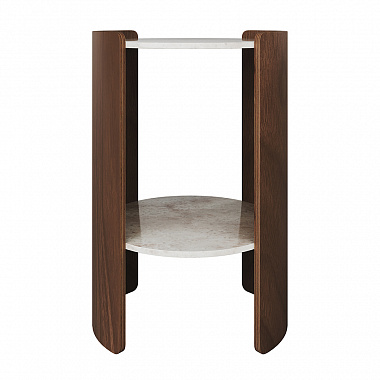 Столик Lagom Stone, Ø43 см, камень/орех, анонс элемента