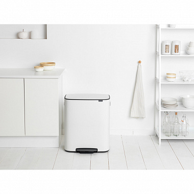 Бак для мусора Brabantia, Bo, Pedal Bin, 60 л, белый