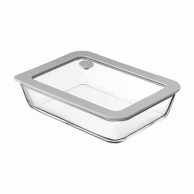 картинка Контейнер для запекания и хранения с вакуумным эффектом Vacuum Glass, 700 мл, светло-серый от магазина Одежда+