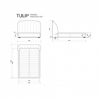 Изображение товара Кровать Tulip 114, 232х160х120 см, береза венге/светло-бежевая