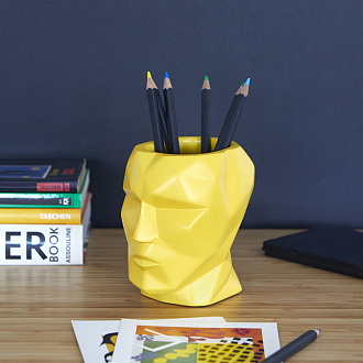 Изображение товара Подставка для канцелярских принадлежностей The Head, 12 см, желтая