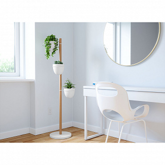 Изображение товара Подставка для растений Floristand, белая/натуральное дерево, 3 горшка