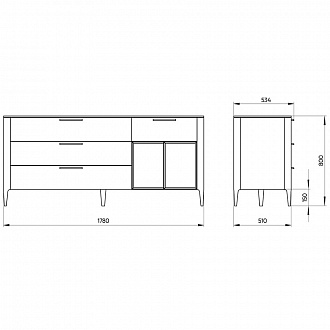 Изображение товара Тумба с 4-мя ящиками Type, 51х178х80 см, светло-серая