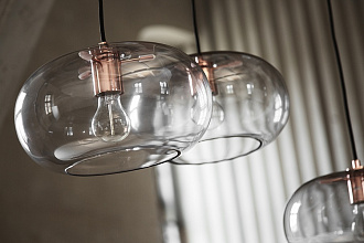 Изображение товара Лампа подвесная Kobe, 17хØ30 см, дымчатое стекло, черный цоколь, шнур 250 см