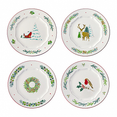 картинка Набор из четырех тарелок Nordic winter из коллекции New Year Essential, Ø23 см от магазина Одежда+