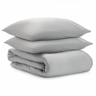 Изображение товара Комплект постельного белья из умягченного сатина серого цвета из коллекции Essential, 150х200 см