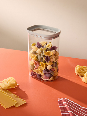 картинка Банка для хранения прямоугольная Vacuum Glass, 1,25 л, светло-серая от магазина Одежда+
