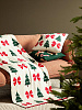 Изображение товара Плед из хлопка с новогодним рисунком Christmas Bows из коллекции New Year Essential, 130x180 см