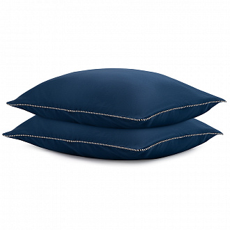 Изображение товара Набор из двух наволочек темно-синего цвета с контрастным кантом из коллекции Essential, 50х70 см
