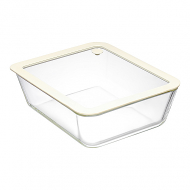 картинка Контейнер для запекания и хранения с вакуумным эффектом Vacuum Glass, 2,6 л, молочный от магазина Одежда+