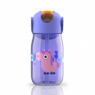 Изображение товара Бутылочка детская с силиконовой соломкой 415 мл фиолетовая