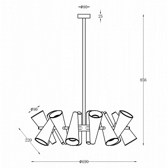 Изображение товара Светильник подвесной Modern, Giro, 14 ламп, Ø69х85,6 см, латунь