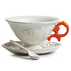 Изображение товара Чайная пара с ложкой I-Wares, белая/оранжевая