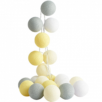 Изображение товара Гирлянда Желто-Серая, шарики, от сети, 20 ламп, 3 м