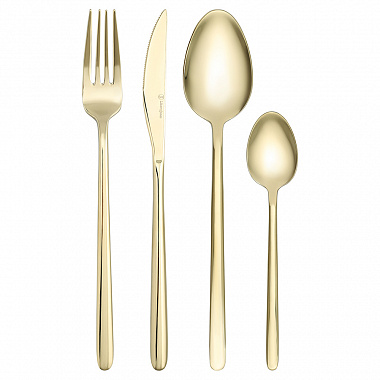 картинка Набор столовых приборов Pure, золотистые глянцевые, 24 пред. от магазина Одежда+