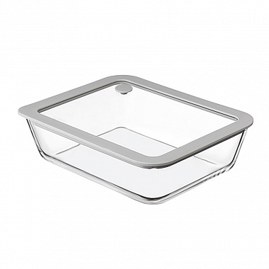 картинка Контейнер для запекания и хранения с вакуумным эффектом Vacuum Glass, 1,4 л, светло-серый от магазина Одежда+