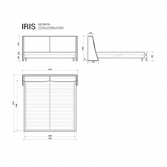 Изображение товара Кровать Iris 220, 225х229х100 см, светлая береза/голубая