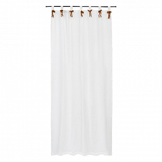 Штора из муслина с декором цвета карри из коллекции Essential, 150х290 см