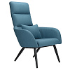 Изображение товара Кресло с подставкой для ног и подушкой Bridjet, рогожка, серо-голубое