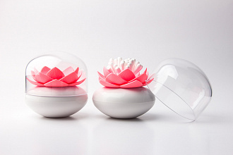 Изображение товара Контейнер для хранения ватных палочек Lotus, белый/розовый