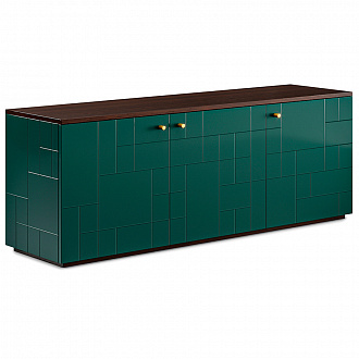 Изображение товара Комод Minimal, ML034, 161,8х42,5х59,2 см, темный дуб/черно-зеленый