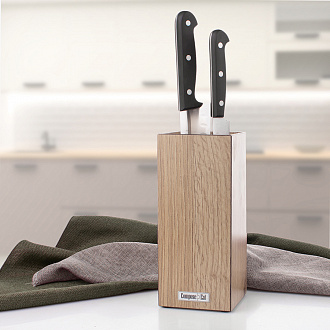 Изображение товара Подставка для кухонных ножей, 10х10х23 см, дуб натуральный