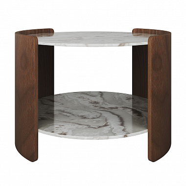 Столик Lagom Stone, Ø65 см, камень/орех, анонс элемента